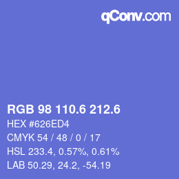 カラーコード: RGB 98 110.6 212.6 | qconv.com
