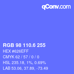 カラーコード: RGB 98 110.6 255 | qconv.com
