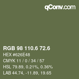 カラーコード: RGB 98 110.6 72.6 | qconv.com