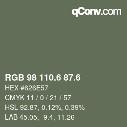 カラーコード: RGB 98 110.6 87.6 | qconv.com