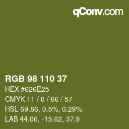 Color code: RGB 98 110 37 | qconv.com