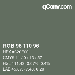 Color code: RGB 98 110 96 | qconv.com