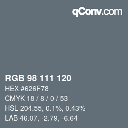 カラーコード: RGB 98 111 120 | qconv.com
