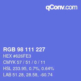 Color code: RGB 98 111 227 | qconv.com