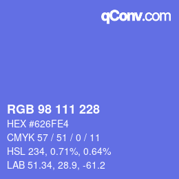 カラーコード: RGB 98 111 228 | qconv.com
