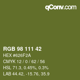 颜色代码: RGB 98 111 42 | qconv.com