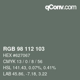 カラーコード: RGB 98 112 103 | qconv.com