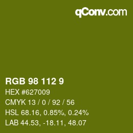 カラーコード: RGB 98 112 9 | qconv.com