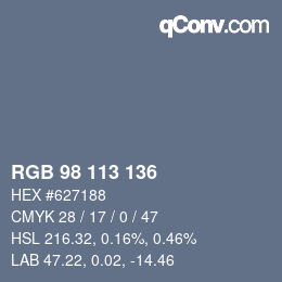 Color code: RGB 98 113 136 | qconv.com