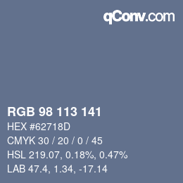 Code couleur: RGB 98 113 141 | qconv.com