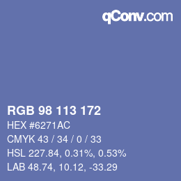 Color code: RGB 98 113 172 | qconv.com