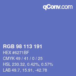 Color code: RGB 98 113 191 | qconv.com