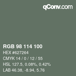 颜色代码: RGB 98 114 100 | qconv.com