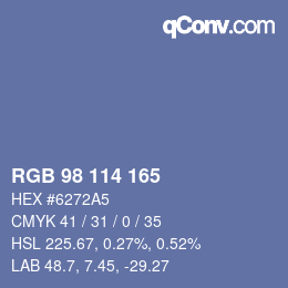 Color code: RGB 98 114 165 | qconv.com