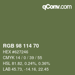颜色代码: RGB 98 114 70 | qconv.com