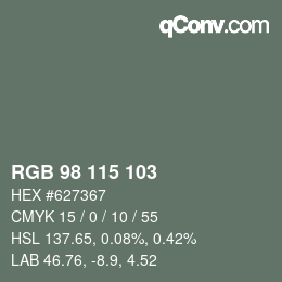 カラーコード: RGB 98 115 103 | qconv.com