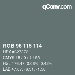 Color code: RGB 98 115 114 | qconv.com