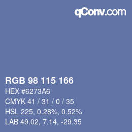 Color code: RGB 98 115 166 | qconv.com