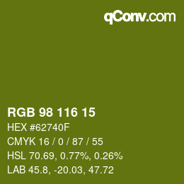 カラーコード: RGB 98 116 15 | qconv.com