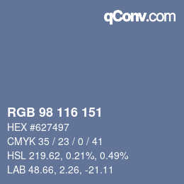 Color code: RGB 98 116 151 | qconv.com