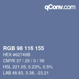 Farbcode: RGB 98 116 155 | qconv.com
