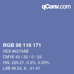 Color code: RGB 98 116 171 | qconv.com