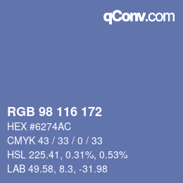Color code: RGB 98 116 172 | qconv.com