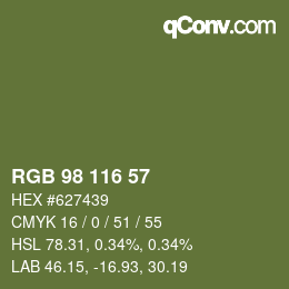 カラーコード: RGB 98 116 57 | qconv.com