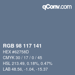 Color code: RGB 98 117 141 | qconv.com