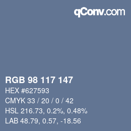 Código de color: RGB 98 117 147 | qconv.com