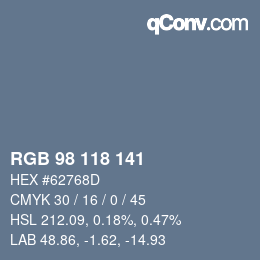 Color code: RGB 98 118 141 | qconv.com