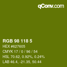 Color code: RGB 98 118 5 | qconv.com