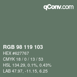 カラーコード: RGB 98 119 103 | qconv.com