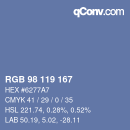 Farbcode: RGB 98 119 167 | qconv.com