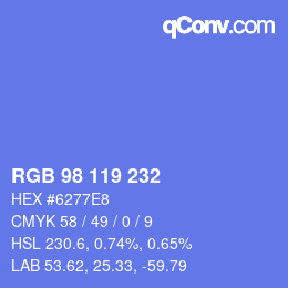 カラーコード: RGB 98 119 232 | qconv.com
