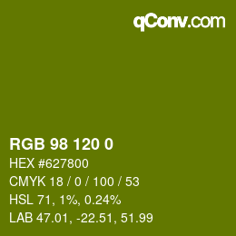 颜色代码: RGB 98 120 0 | qconv.com