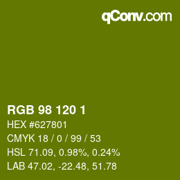 カラーコード: RGB 98 120 1 | qconv.com