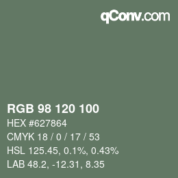 颜色代码: RGB 98 120 100 | qconv.com