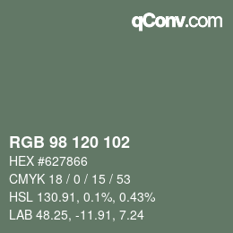 カラーコード: RGB 98 120 102 | qconv.com