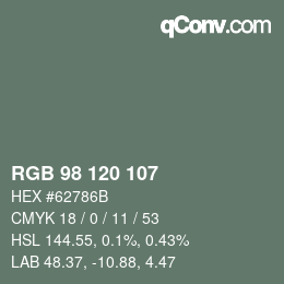 Color code: RGB 98 120 107 | qconv.com