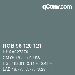 颜色代码: RGB 98 120 121 | qconv.com