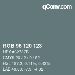 カラーコード: RGB 98 120 123 | qconv.com