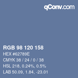 颜色代码: RGB 98 120 158 | qconv.com