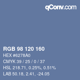 カラーコード: RGB 98 120 160 | qconv.com