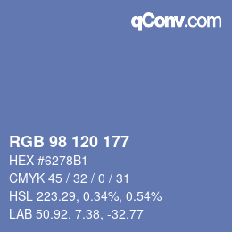 カラーコード: RGB 98 120 177 | qconv.com