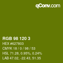 颜色代码: RGB 98 120 3 | qconv.com