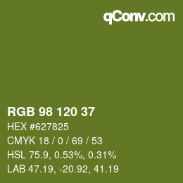 カラーコード: RGB 98 120 37 | qconv.com