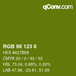 カラーコード: RGB 98 123 8 | qconv.com