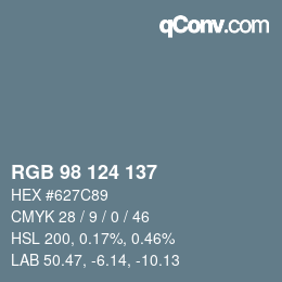 Code couleur: RGB 98 124 137 | qconv.com