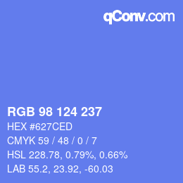 Color code: RGB 98 124 237 | qconv.com